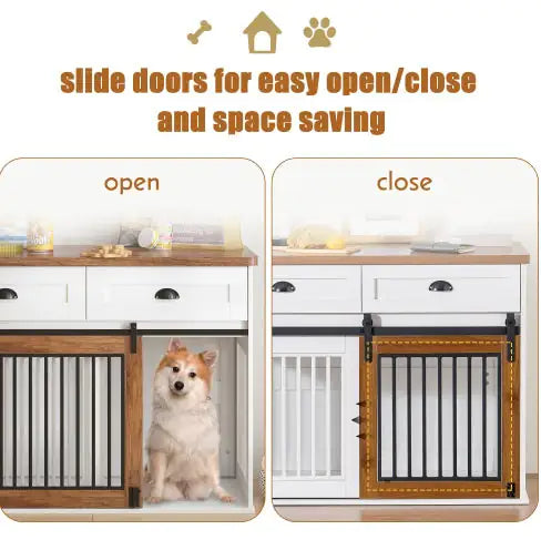 Heavy Duty Furniture Style Dog Cage Wooden Dog Cage Double Door Dog Cage Side Cabinet Dog Cage Dog Crate