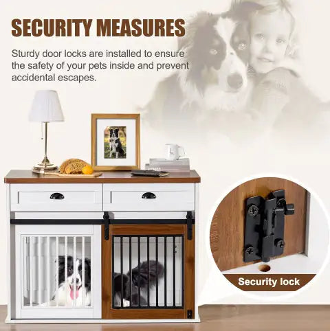 Heavy Duty Furniture Style Dog Cage Wooden Dog Cage Double Door Dog Cage Side Cabinet Dog Cage Dog Crate