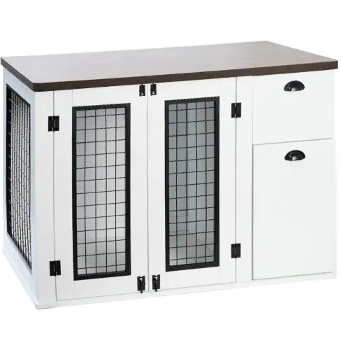 Furniture Style Dog Cage, Wooden Dog Cage, Double Door Dog Cage, Side Cabinet Dog Cage, Dog Crate